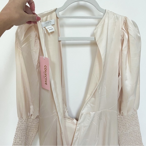 Plunge Tie Front Long Sleeve Midi Dress - Picture 7 of 9